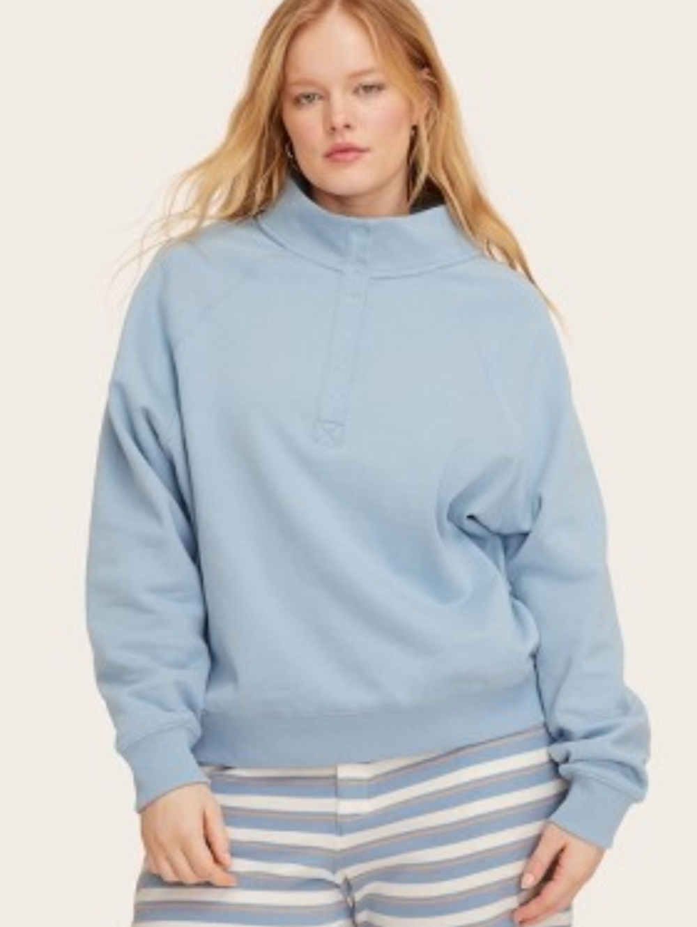 Parke Target Women's Snap Mockneck Popover Sweatshirt Blue In Hand L/XL